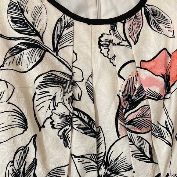 Adrianna Papell Jaquard Fit & Flare A-Line Dress Floral Print Classic White - Picture 5 of 13